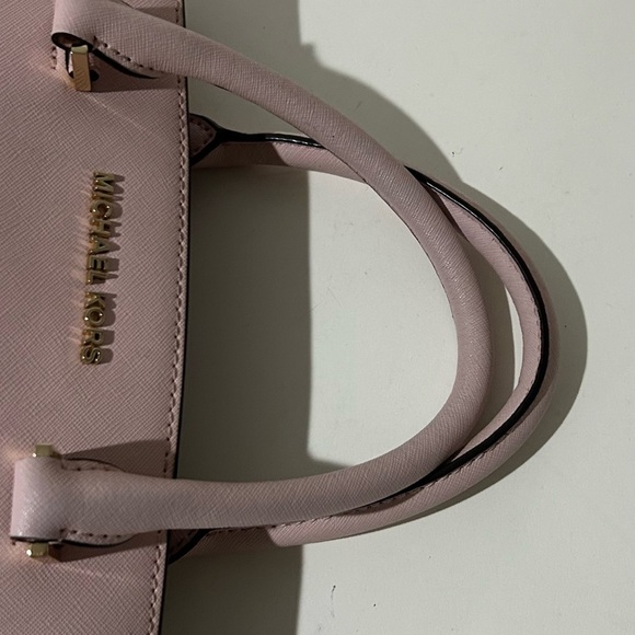 Michael Kors Pink Saffiano Leather Satchel Handbag Structured Tote - Picture 8 of 10